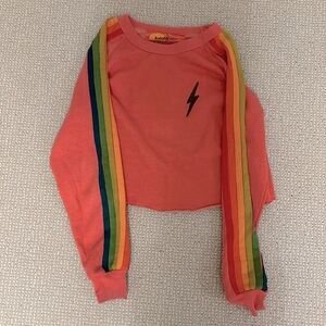 Barely-Worn Aviator Nation Pink Lightening Bold Crew Neck